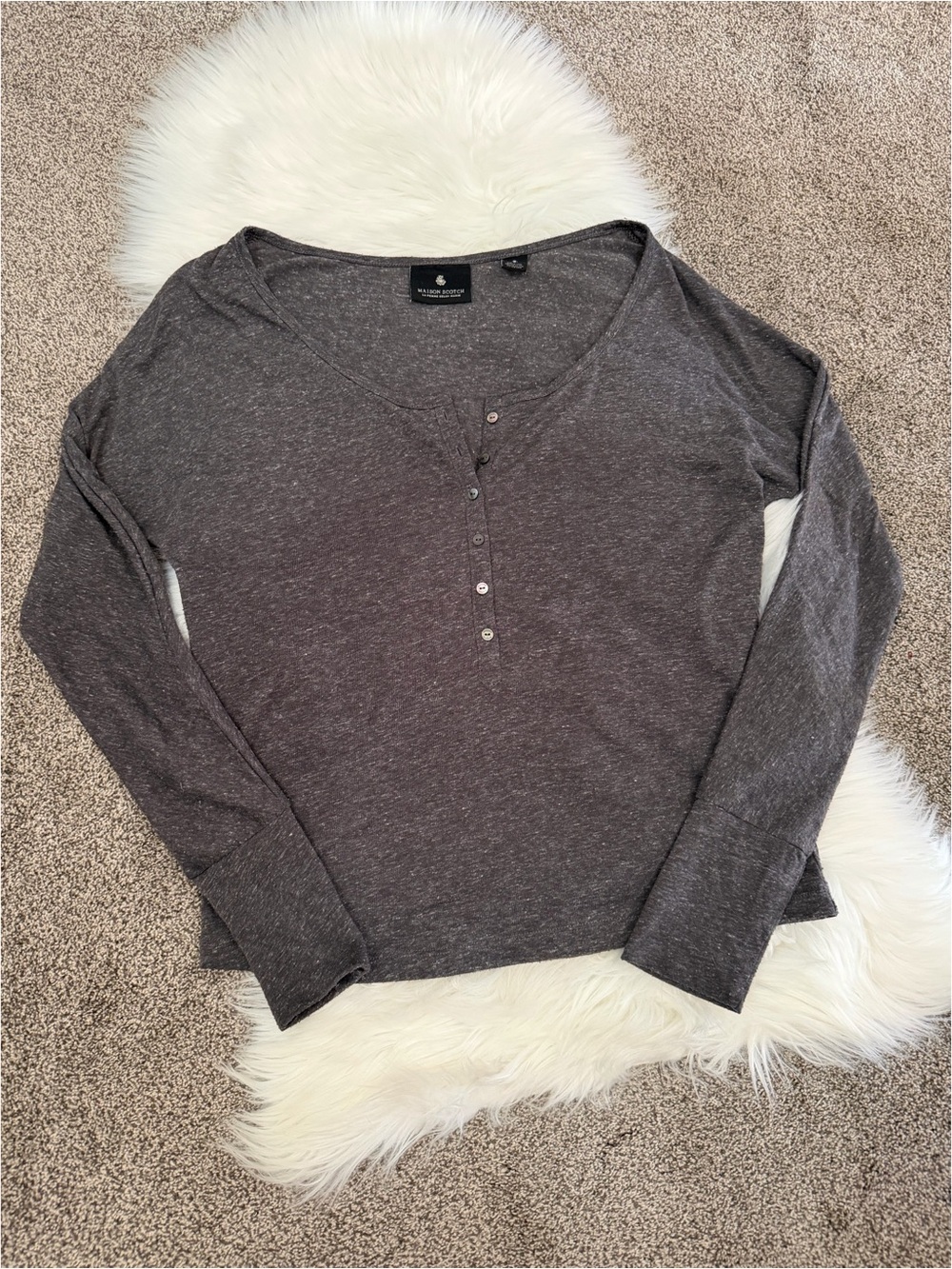 Scotch & Soda Henley Relaxed Long Sleeve Tops